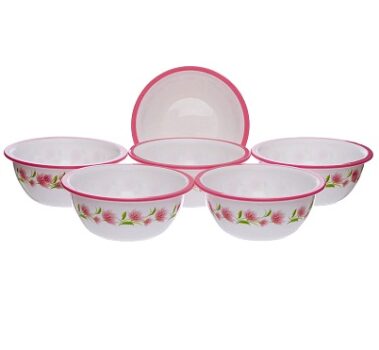 Nayasa Microwave Round Bowl Dlx Set, 6-Pieces, Pink