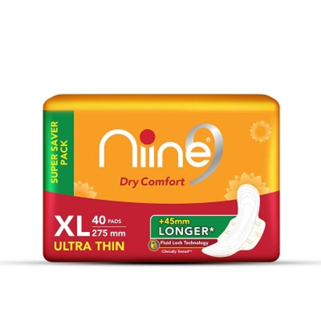 Niine Dry Comfort Ultra Thin XL Sanitary Pads for Women |40 Pads, Pack of 1