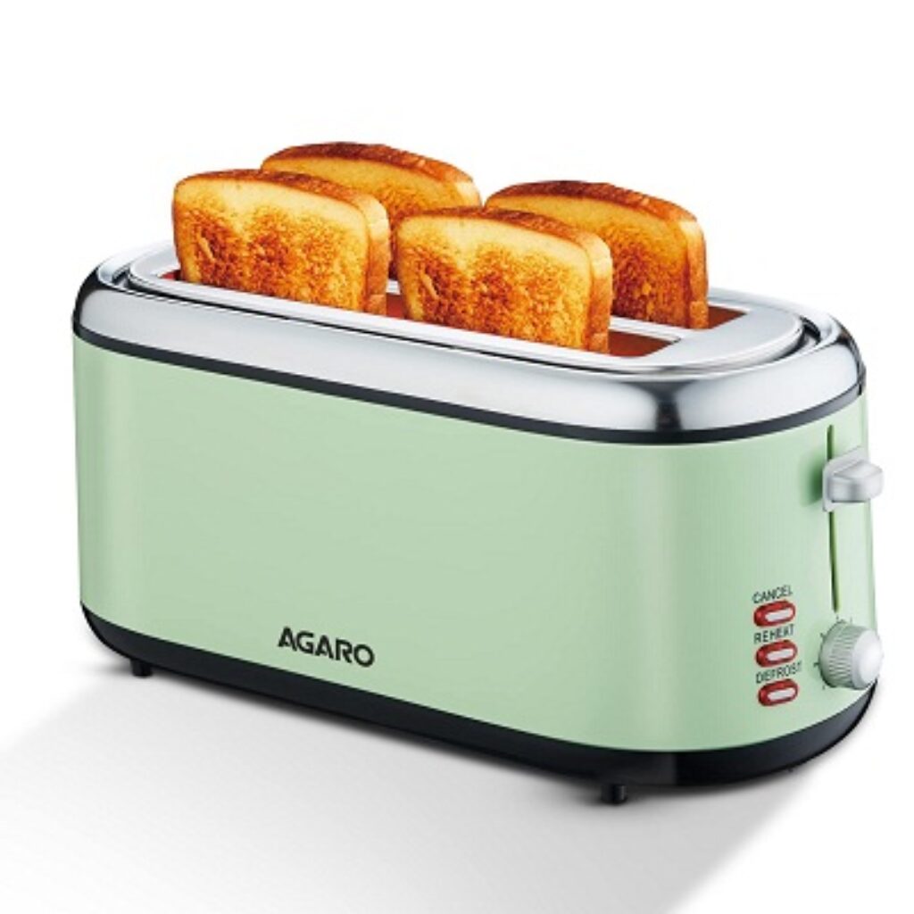 AGARO Royal 4 Slice Stainless Steel Pop Up Toaster