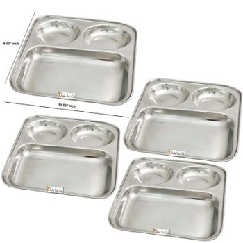 Prisha India Craft Stainless Steel 3 in 1 Compartment Divided