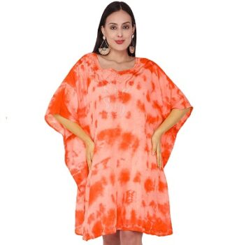 SKAVIJ Women's Cotton Tie-dye Night Gown Knee Length