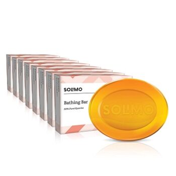 Amazon Brand - Solimo Glycerine Bathing Bar (Pack of 8), 8 x 125g