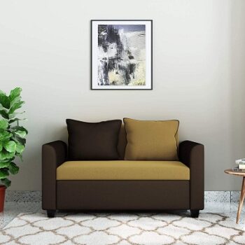 Amazon Brand - Solimo Nigella Fabric 2 Seater Sofa (Beige & Brown)