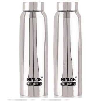 NIRLON Stainless Steel Single Wall Fridge Water Bottle/Home Refrigerator Bottle/Office/SchoolKids Bottle, Silver, Set of 2 (FB_Hiker)