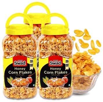 Swad Honey Corn Flakes Cereal with Real Honey (Zero Cholesterol) 3 Jars, 900 g…