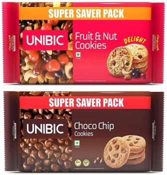 Unibic Choco Chip and Fruit n Nut Cookies Combo, 500g x 2