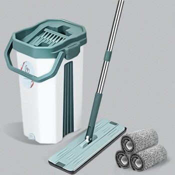 U.P.C. Green Upgraded Hands-Free Squeeze Microfiber Flat Mop System