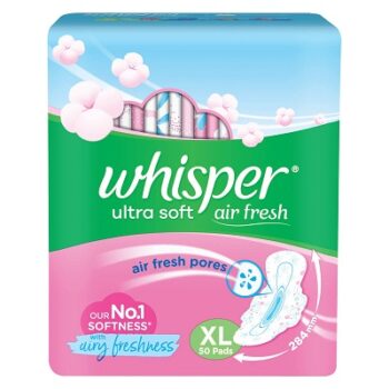 Whisper Ultra Soft Sanitary Pads For Women, X-Large Pack of 50 Napkins