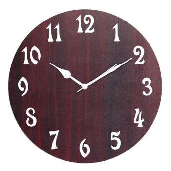 Willson Wooden Wall Brown Plain Round Clock