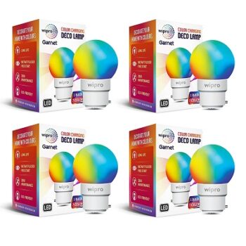 Wipro Deco 0.5w LED Bulb, Multicolour (Pack of 4)