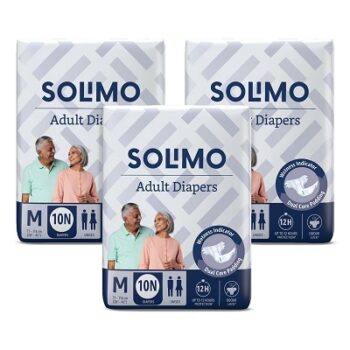 Amazon Brand - Solimo Adult Diapers Tape Style- Medium, Pack of 30