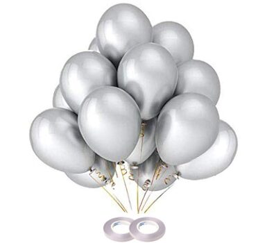 AMFIN 10 Inch Silver Metallic Balloons