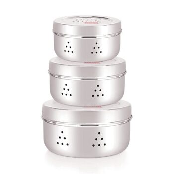 Attro Stainless Steel Hole Dabba with Air Ventilation, Food Storage Containers