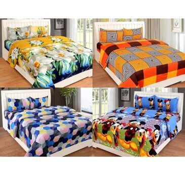 Cool Dealzz Cotton Double Bedsheets Along with 8 Pillow Covers