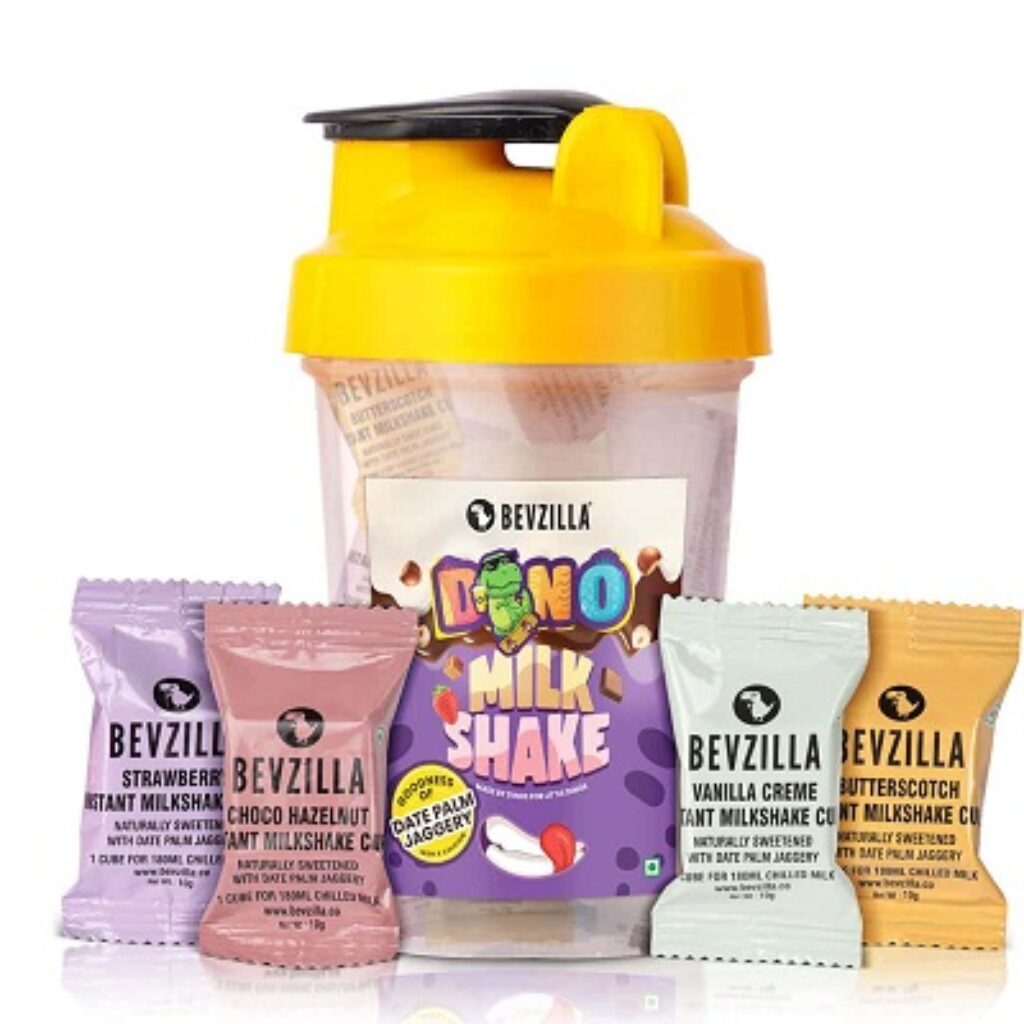 Bevzilla Instant Milkshake Cubes & Bottle Pack With 8 Milkshake Cubes (2 Cubes Each Flavour)