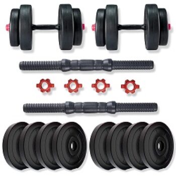 BULLAR Adjustable Dumbbells Set 8 Kg to 20 Kg with Pair of Dumbbell Rods and PVC Weight Plates (10 KG)
