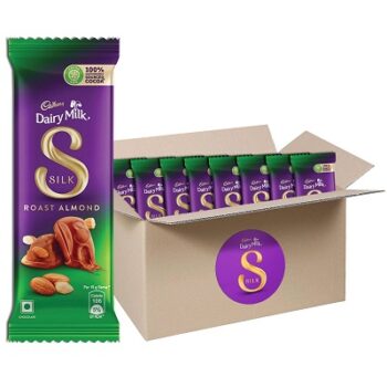 Cadbury Dairy Milk Silk Roast Almond with whole nuts Chocolate Bar, Pack of 8 x 58g