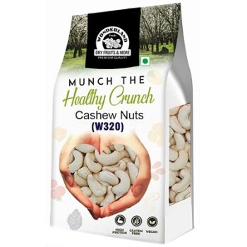 Wonderland Foods - Dry Fruits Whole Raw Cashew W-320 Grade 1Kg Pouch