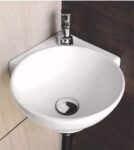 Ceramic Wall Hung/Wall Mount Corner Basin 11 x 11 Inch Glossy Finish