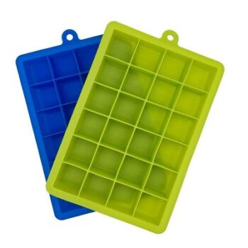 Clazkit Silicone Ice Cube Trays 2 Pack - 24 Cavity Per Ice Tray [Multicolor]