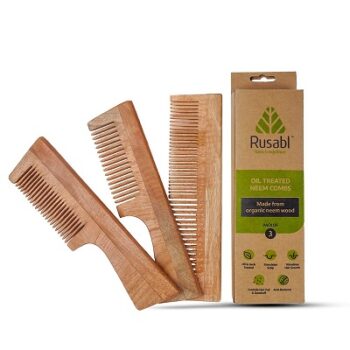 Rusabl Neem Dual Tooth Comb Without Handle