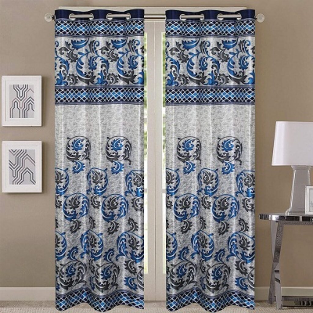 Roll over image to zoom in Queenzliving Grandeur Curtain for Door 7 feet- Pack of 2, Blue