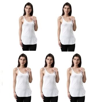 DIXCY SLIMZ Solid Scoop Neck Sleeveless Slim Fit White Camisole for Women
