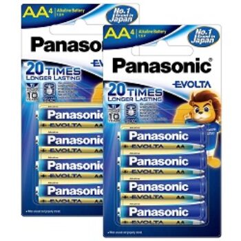 Panasonic Evolta AA Alkaline 1.5V Battery, 20 Times Longer Lasting Than Standard zinc Carbon Batteries