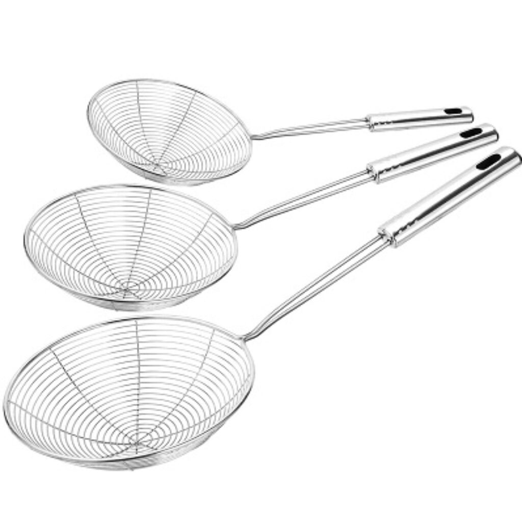 Fun Homes Stainless Steel Deep Fry/Mesh Strainer/Jhara/Puri Strainer