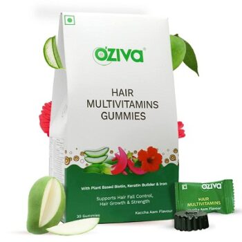 OZiva Biotin Hair Multivitamins Gummies for Stronger, Fuller, Shinier Hair