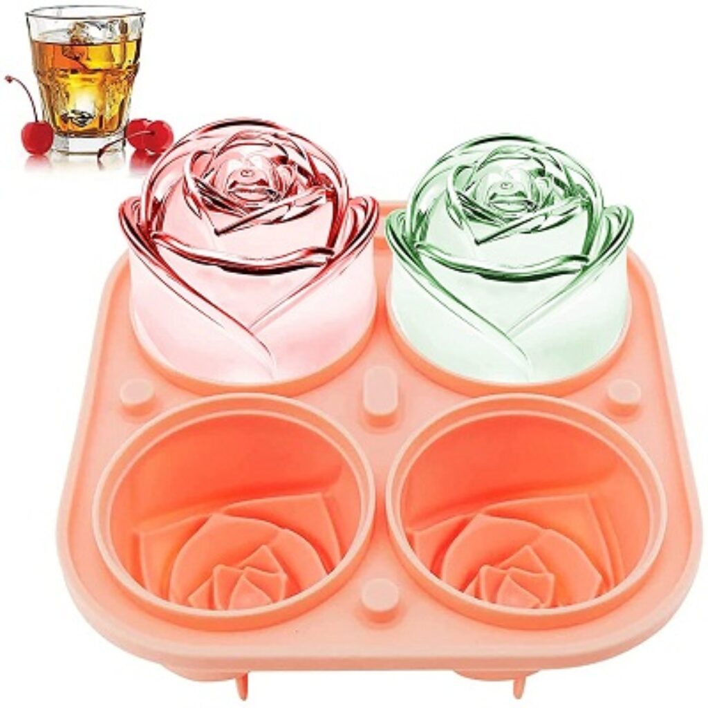 2.4 Inch Large Rose Ice Cube Trays FDA Silicone Round Ice Cube