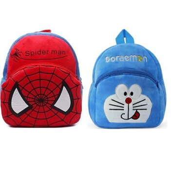 Kids School Bag Dormon & Spider Travelling Bag Soft Plush Backpack School Bag for Kids- 2 to 5 Age - Pack of 2