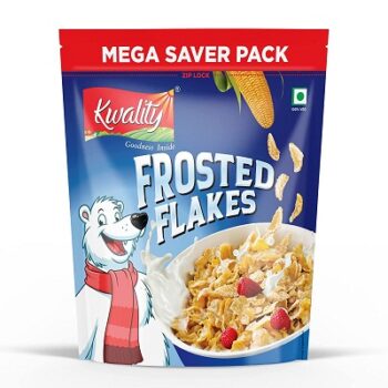 Kwality Frosted Flakes - Made with Golden Corns, 99% Fat Free, Natural Source of Vitamin, Iron and Protein 1Kg [Pack of 1]