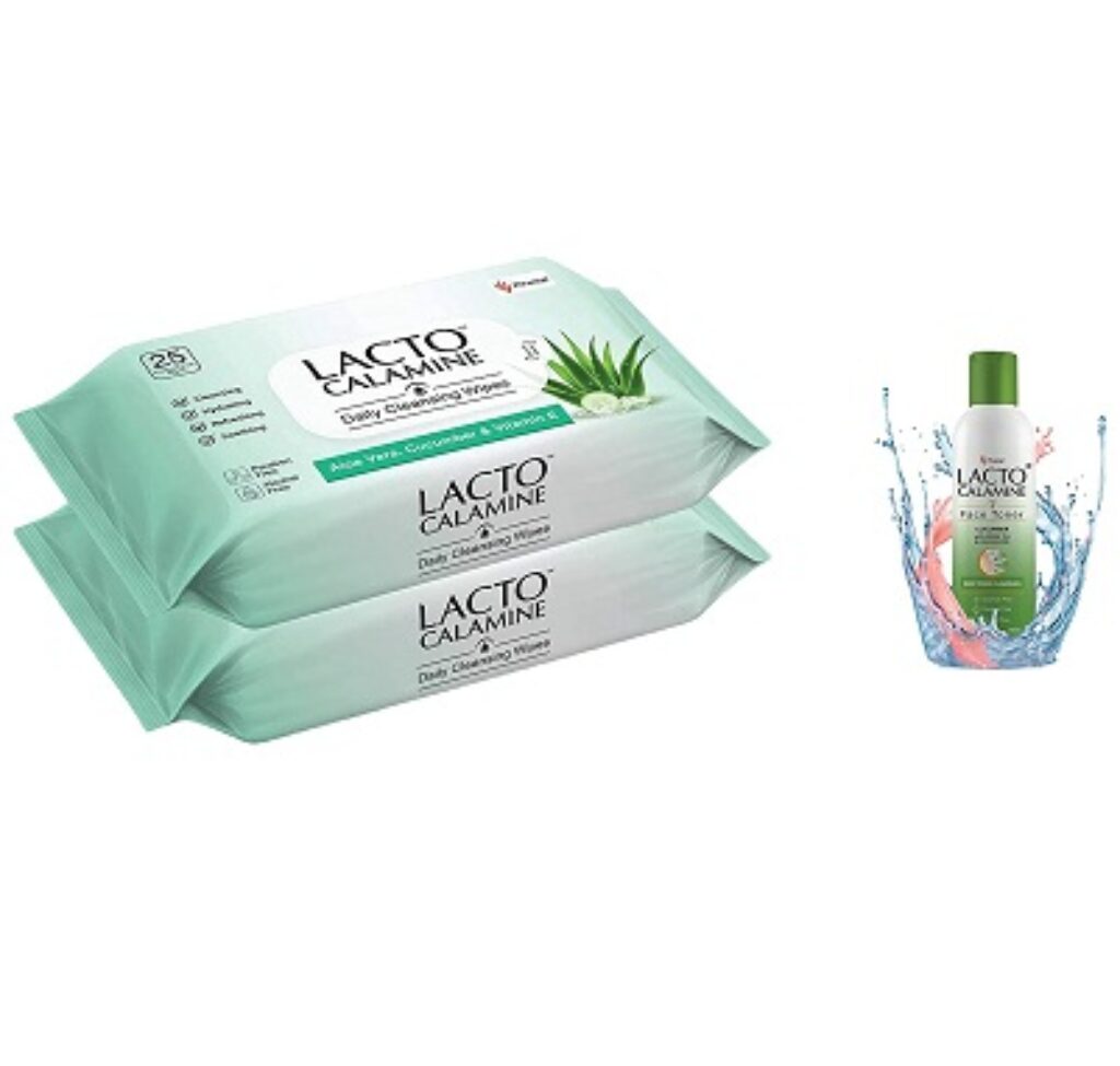 Lacto Calamine Daily Cleansing Face Wipes with Aloe Vera