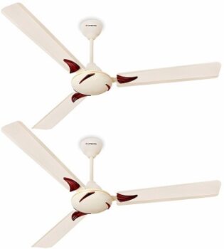 Longway Creta P2 1200 mm/48 inch Ultra High Speed 3 Blade Anti-Dust Decorative 5-Star Rated Ceiling Fan (Ivory, Pack of 2)