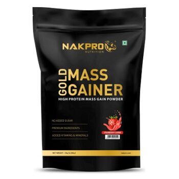 Nakpro Gold Mass Gainer Powder 1 Kg, Strawberry|