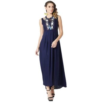 Miss Olive Women's Rayon Fit and Flare Maxi Dress