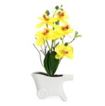 @home by Nilkamal Cart Orchid Potted Plant (Yellow)