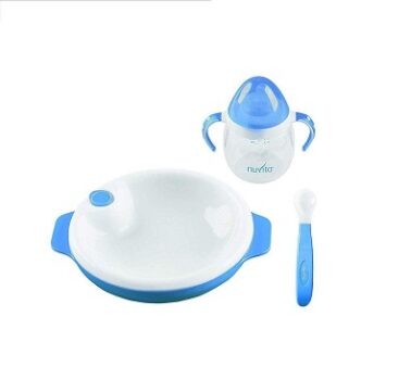 Nuvita 1491 Weaning Set with Warm Plate (Blue)