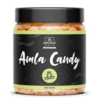 Organic Box Dried Dry Sweet Amla Candy (Indian Gooseberry) (250g) Jar Pack