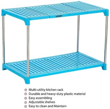 Amazon Brand - Solimo Stainless Steel Kitchen Organiser Rack with 2 Shelves