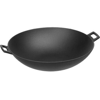 Amazon Basics Cast Iron Heavy Duty Pre-Seasoned Wok Pan (14inch)