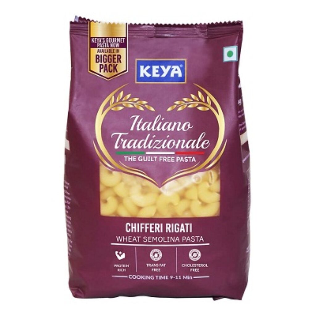 Keya Chifferi Rigati Elbow Pasta 1kg, 100% Durum Wheat