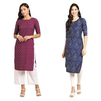 Pinkmint Women's Crepe Digital Print Straight Kurta