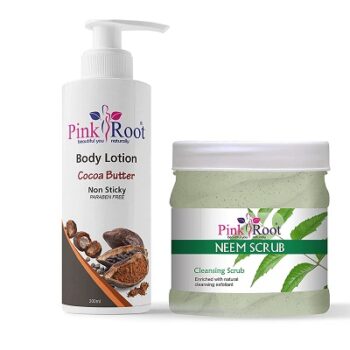 Pink Root Cocoa Butter Body Lotion 200ml With Neem Scrub 500gm