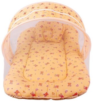 PK Toddler Soft Cotton Mattress with Mosquito Net and Bed