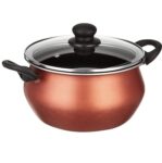 Amazon Brand - Solimo Non-stick Handi with Glass Lid and 2 Way Non-stick Coating, Red