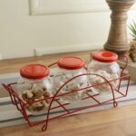 Storehaus Red Wire Stand with 3 pcs Matka Jar