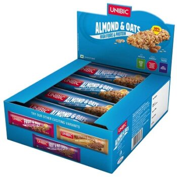 Unibic Snack bar Almond & Oats Pack of 12, 360g