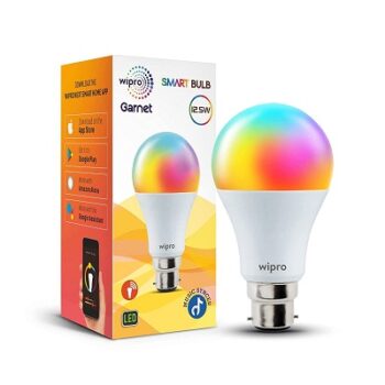 wipro B22D 12.5W Wi-Fi Smart LED Bulb with Music Sync for Amazon Alexa & Google Assistant